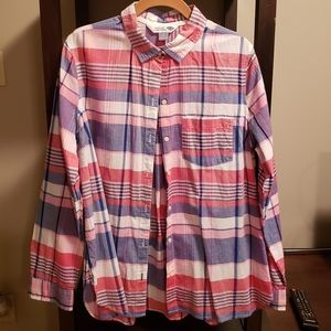 Old Navy the classic shirt plaid 100% cotton button up shirt